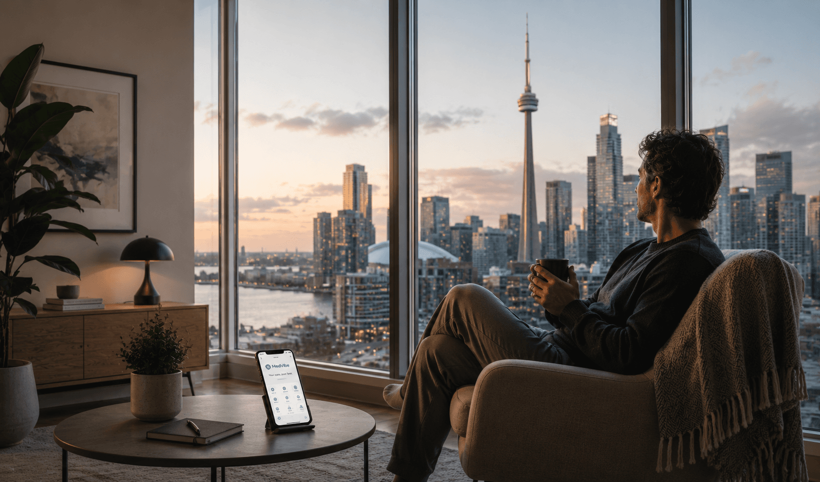 A person managing their health from home with MedVibe
